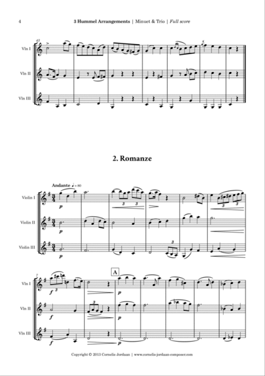 Three Hummel Arrangements for violin trio String Trio scores gallery preview page 4