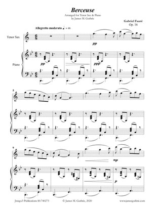 Fauré: Berceuse Op. 16 for Tenor Sax & Piano