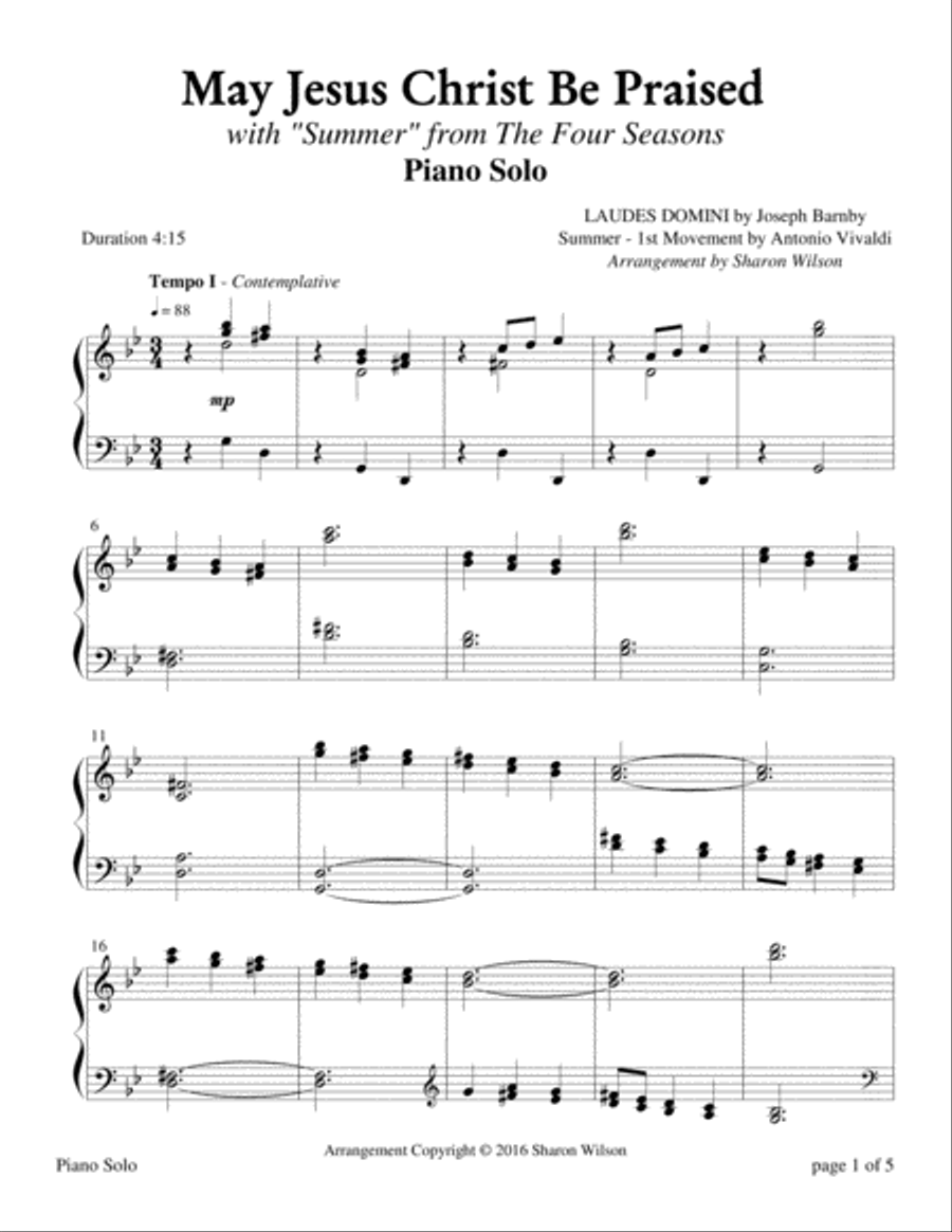 The Four Seasons Hymn Medleys: May Jesus Christ Be Praised Piano Solo scores gallery preview page 1