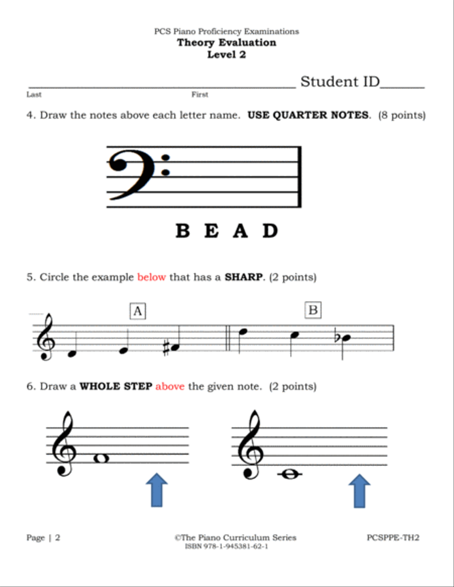 PCS Theory Evaluation-Level 2 Piano Method scores gallery preview page 3