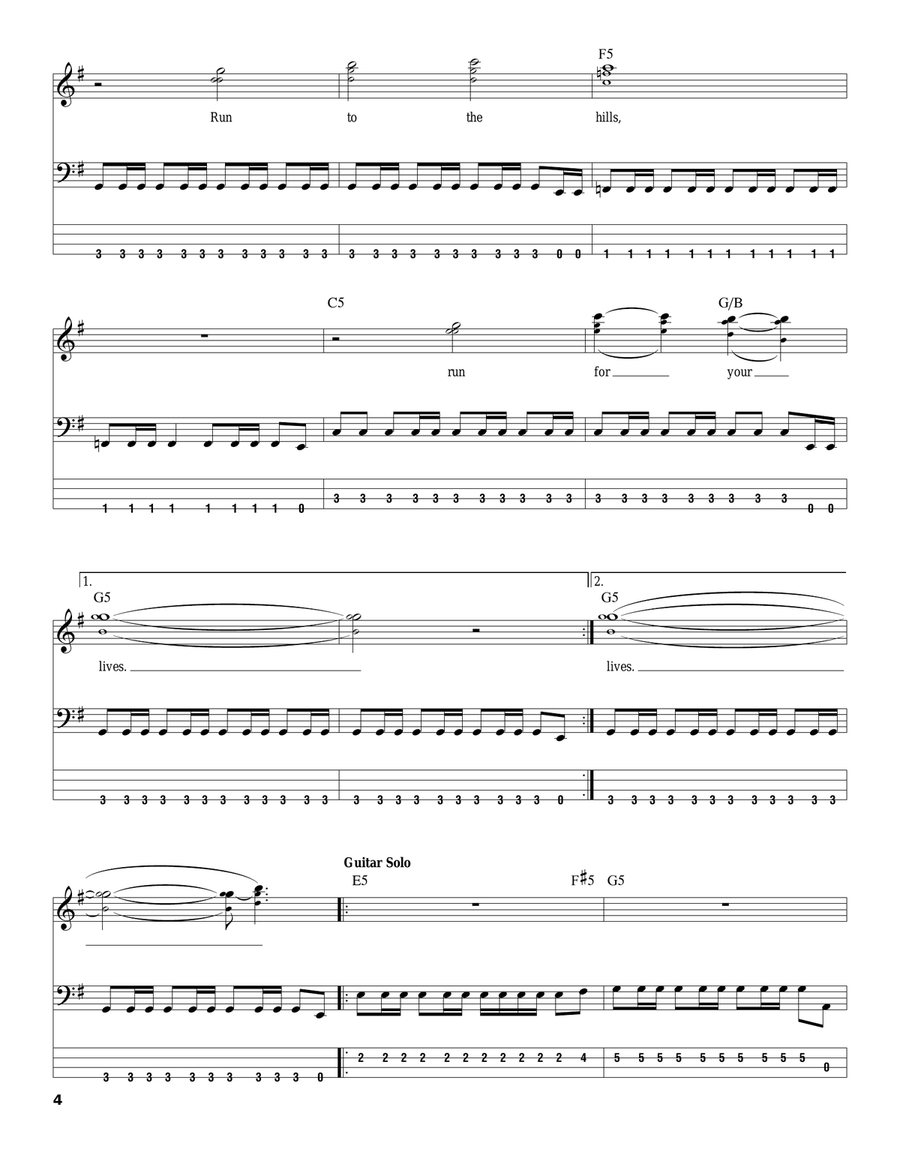 Run To The Hills Electric Guitar scores gallery preview page 4