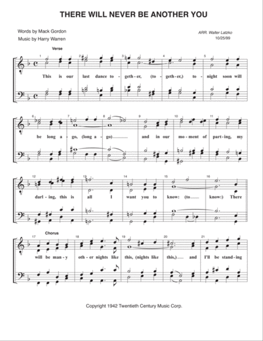 There Will Never Be Another You TTBB scores gallery preview page 1