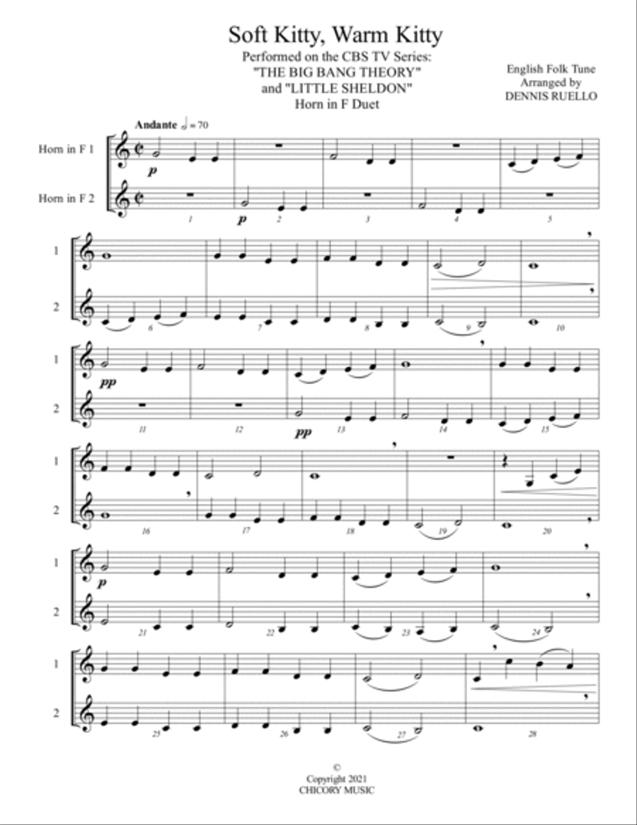 Soft Kitty, Warm Kitty - Performed on the CBS TV Series: 