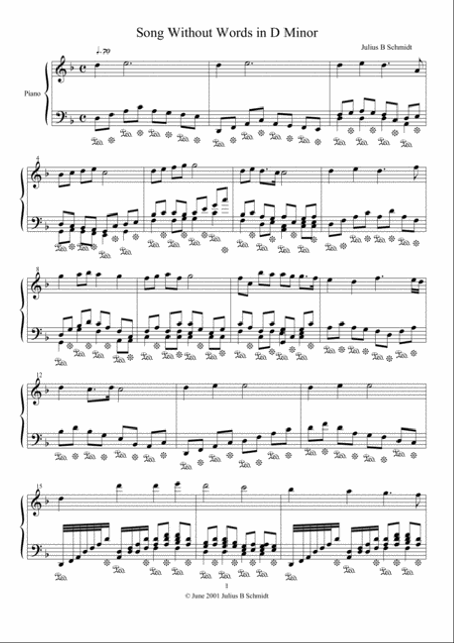 Song Without Words Set 2, No. 2 in D minor Piano Solo scores gallery preview page 2