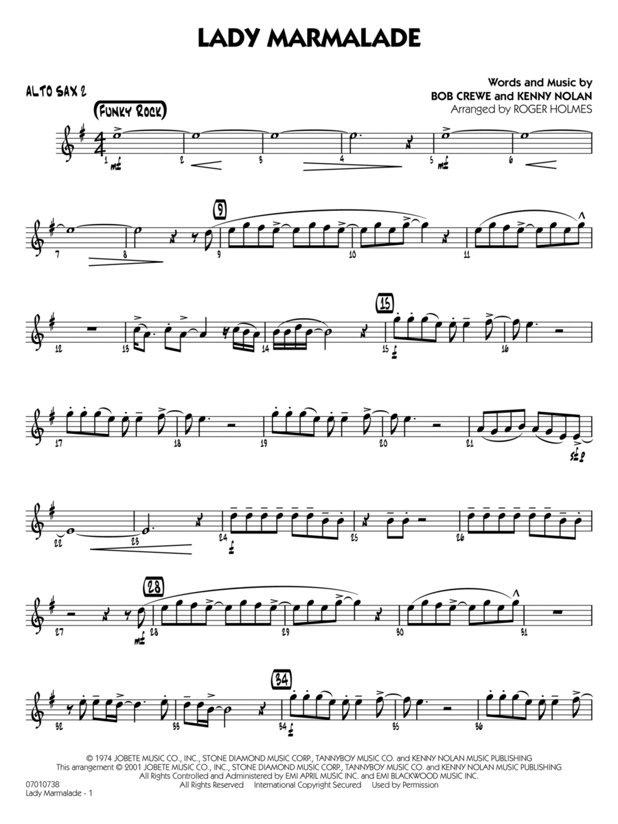 Lady Marmalade (from Moulin Rouge) (arr. Roger Holmes) - Alto Sax 2 Jazz Ensemble scores gallery preview page 1