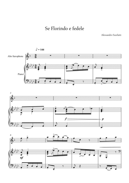 Alessandro Scarlatti - Se Florindo e Fedele (Piano and Alto Sax) image number null