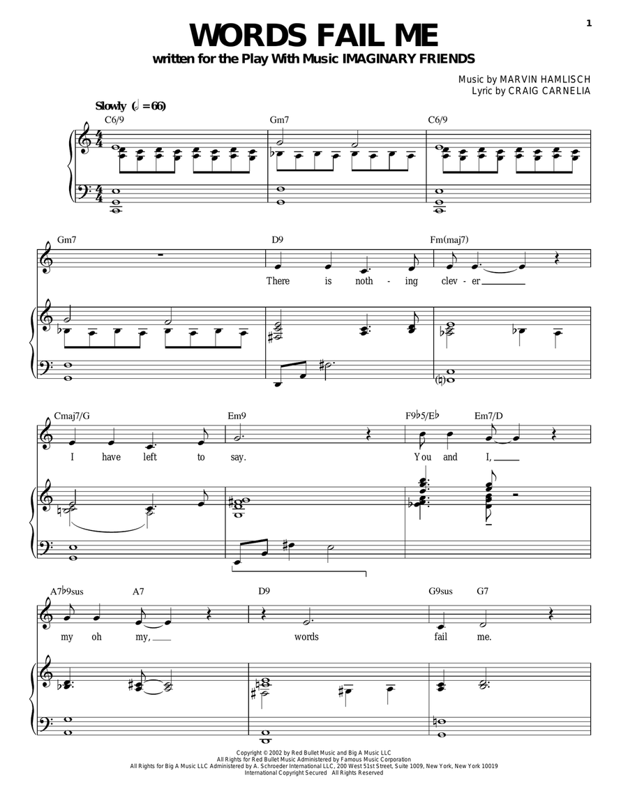 Words Fail Me Piano, Vocal scores gallery preview page 1