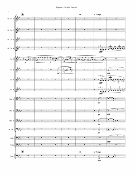 Parsifal Vorspiel (Prelude) for Large Brass Ensemble & Timpani