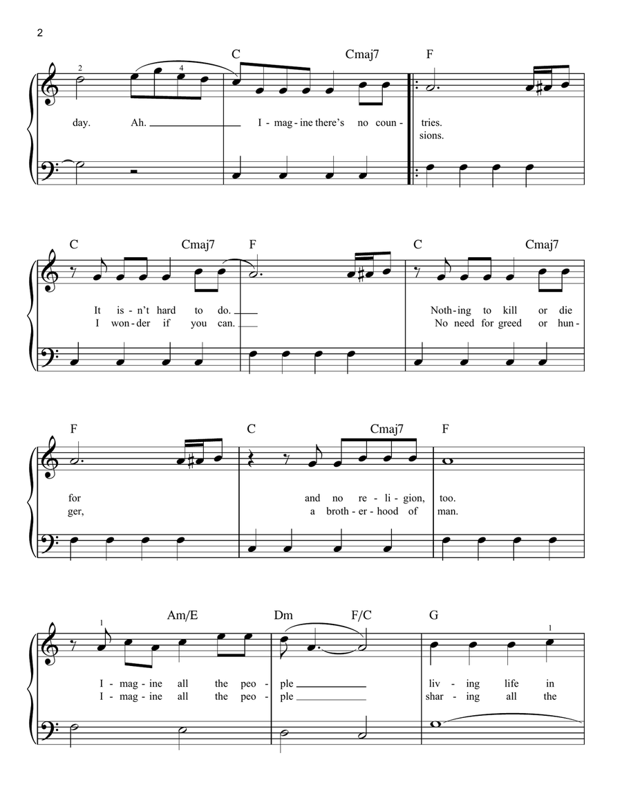 Imagine Imagine Easy Piano scores gallery preview page 2