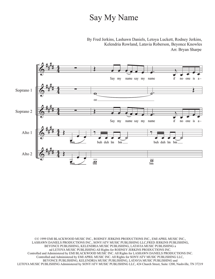 Say My Name SSAA scores gallery preview page 1