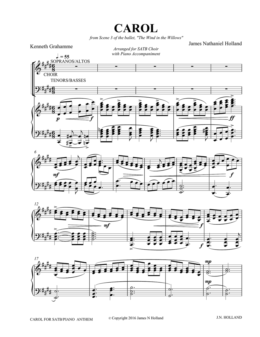 Carol, (Villagers All This Frosty Tide) arranged for SATB Chorus and Piano from The Wind in the Will 4-Part scores gallery preview page 5
