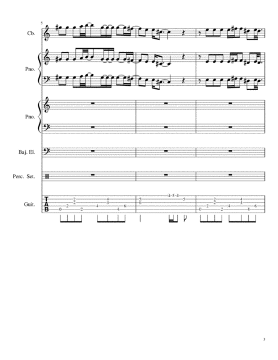 Maps (Contrabajo+dos pianos+bajoelectrico+percusión) Small Ensemble scores gallery preview page 3