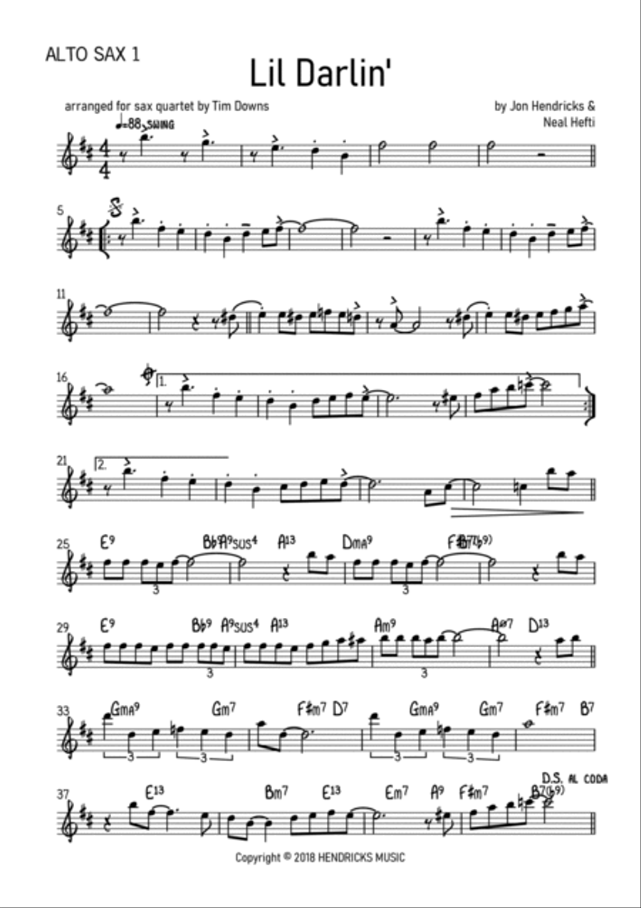 Lil Darlin' Lil Darlin' Saxophone Quartet scores gallery preview page 5