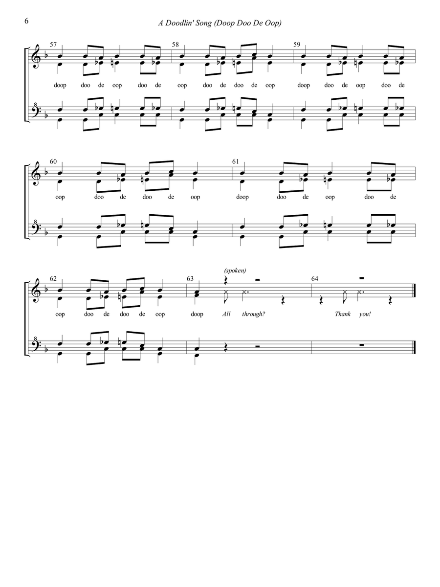 A Doodlin' Song (doop Doo-de-oop) SSAA scores gallery preview page 6