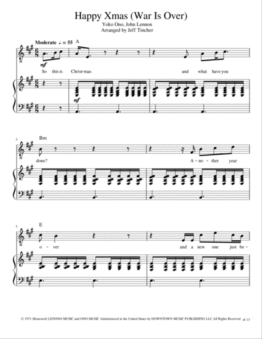 Happy Xmas (war Is Over) Voice scores gallery preview page 2