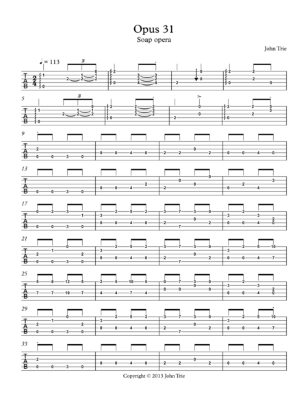 Opus 31 - Soap opera - guitar tablature image number null