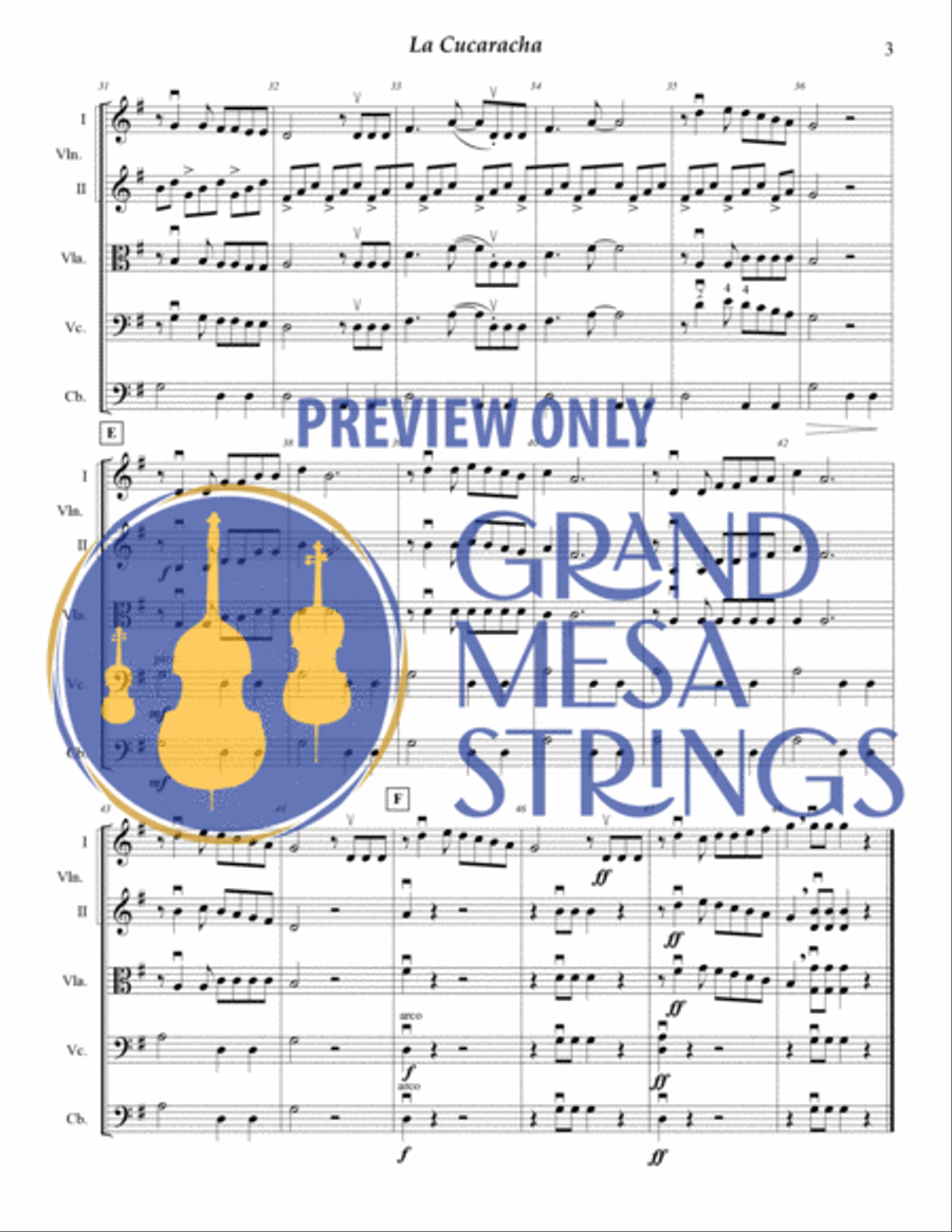 La Cucharacha La Cucharacha String Orchestra scores gallery preview page 4