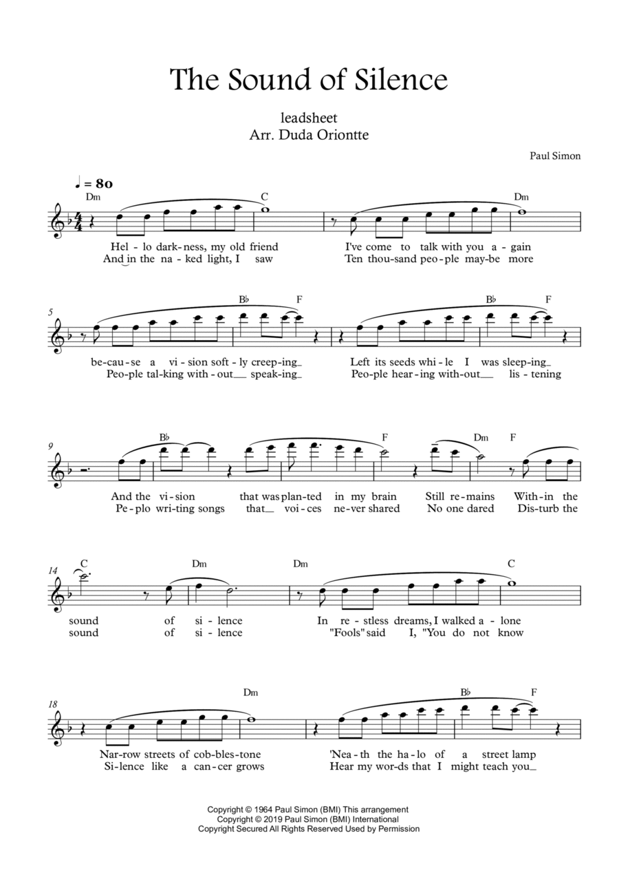 The Sound Of Silence The Sound Of Silence Easy Piano scores gallery preview page 1