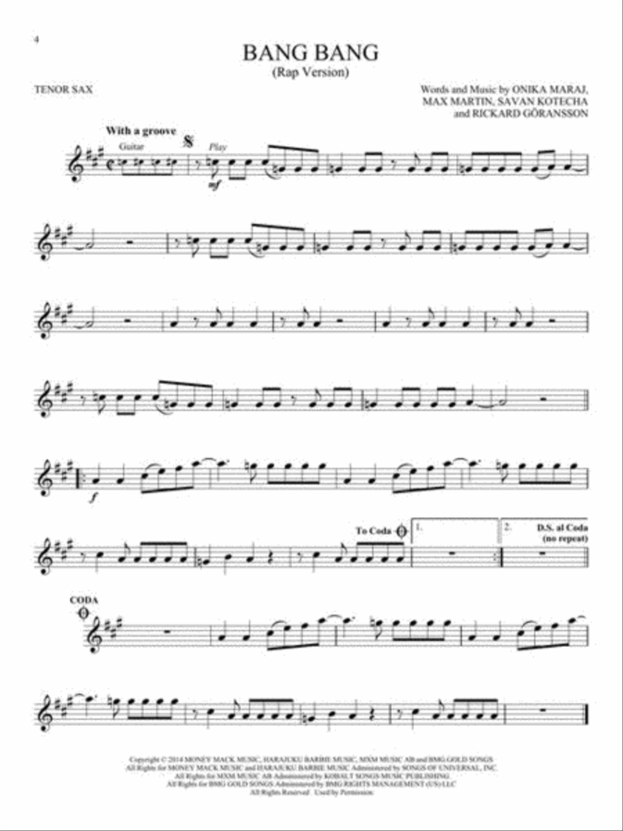 Hip-Hop Hits Tenor Saxophone scores gallery preview page 4