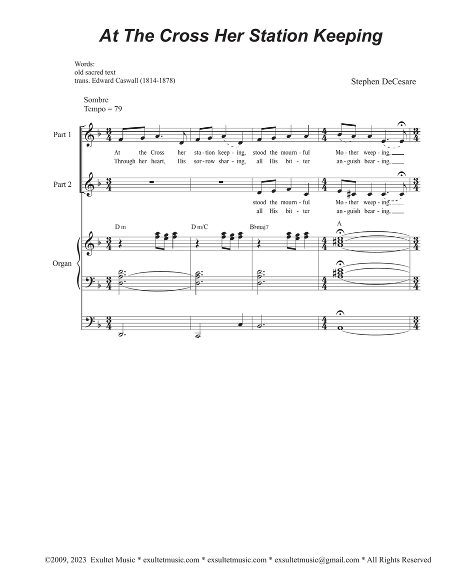 At The Cross Her Station Keeping (2-part choir)