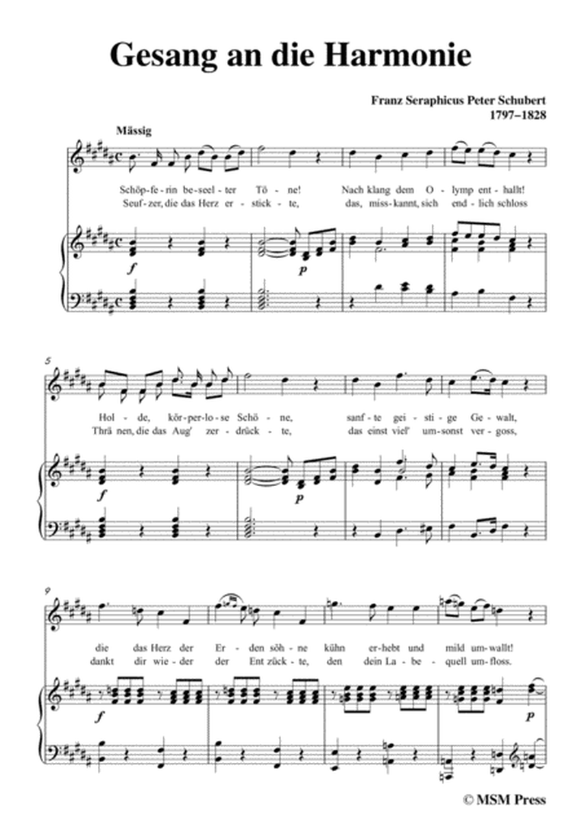 Schubert-An die Harmonie(Gesang an die Harmonie),D.394,in B Major,for Voice&Piano image number null