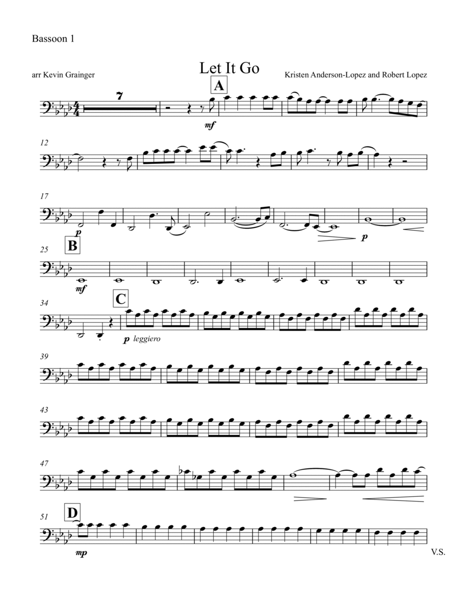 Let It Go Bassoon Quartet scores gallery preview page 1