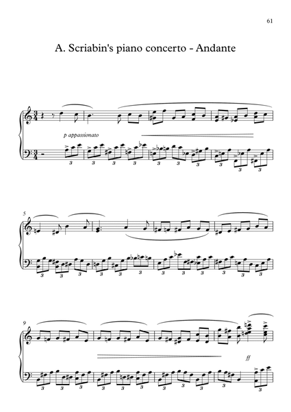 A. Scriabin piano concerto themes