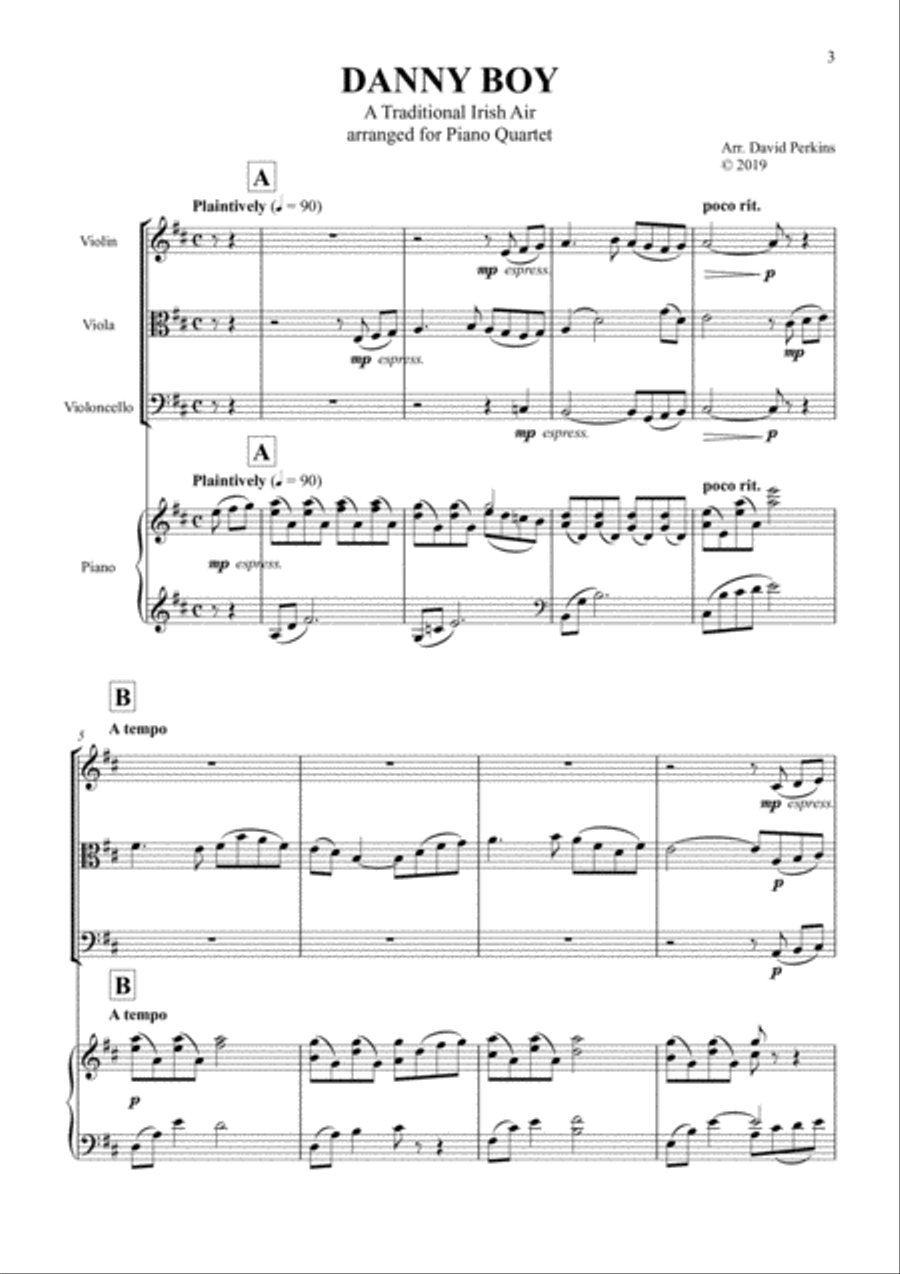 Danny Boy Piano Quartet scores gallery preview page 3
