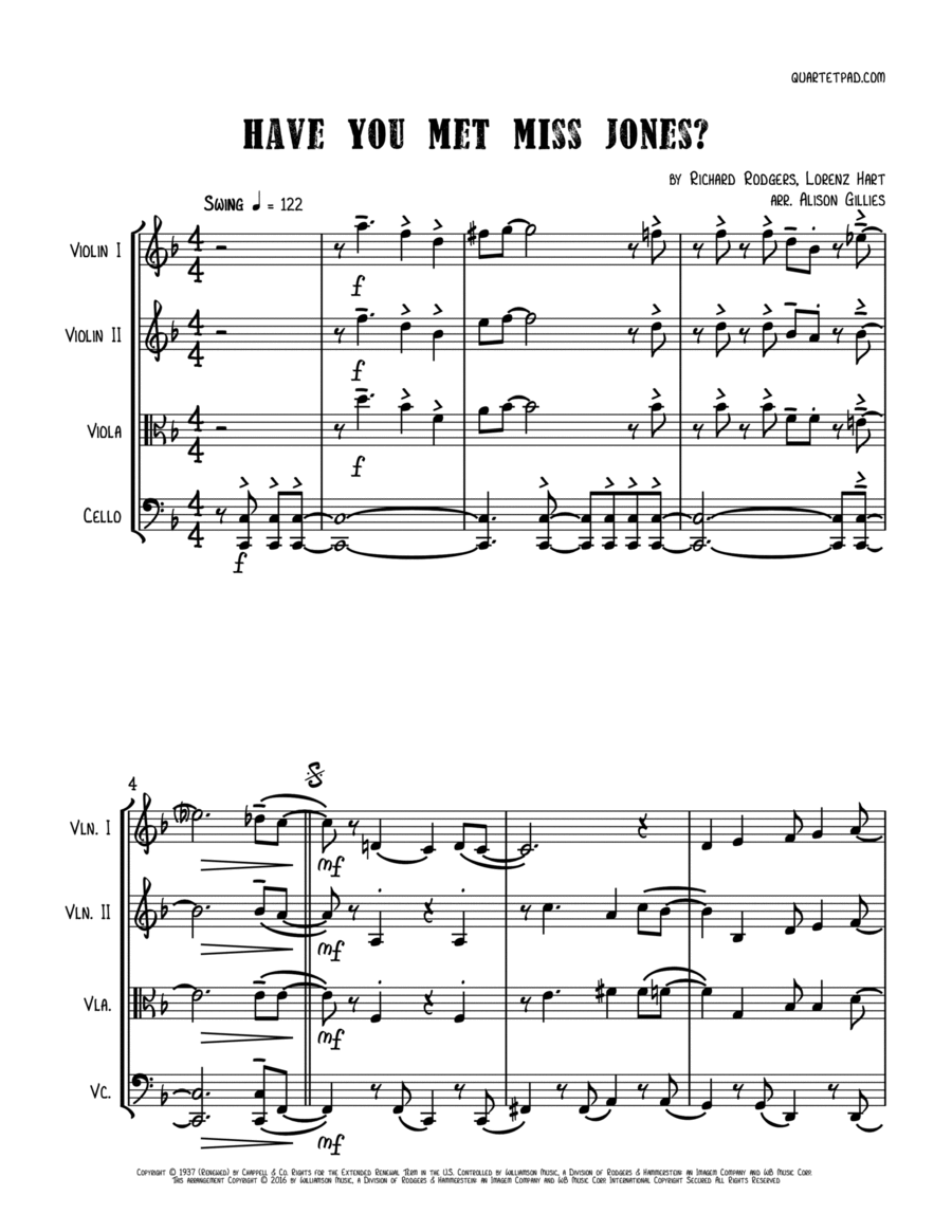Have You Met Miss Jones? Have You Met Miss Jones? String Quartet scores gallery preview page 1