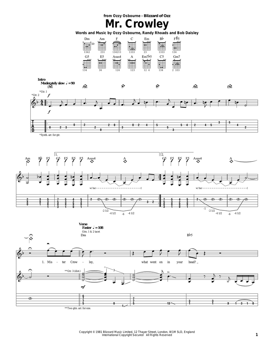 Mr. Crowley Acoustic Guitar scores gallery preview page 1