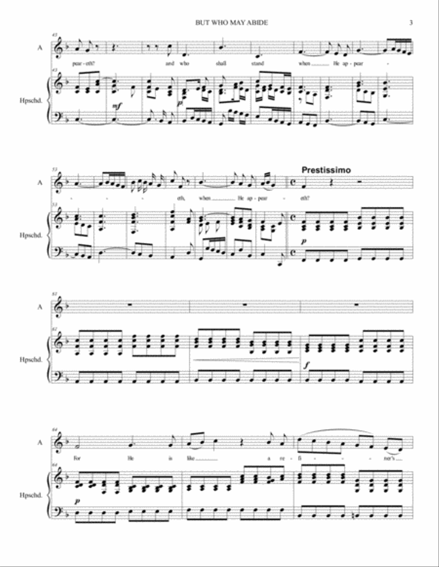 BUT WHO MAY ABIDE - Messiah - For Alto and Harpsichord Voice scores gallery preview page 3