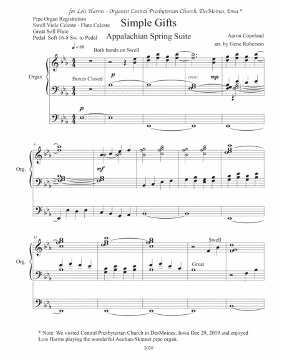Simple Gifts Advanced organ Solo Organ Solo scores gallery preview page 2