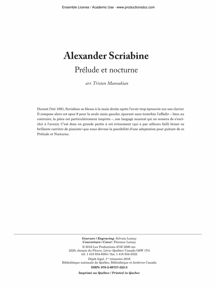 Prélude et nocturne Classical Guitar scores gallery preview page 1
