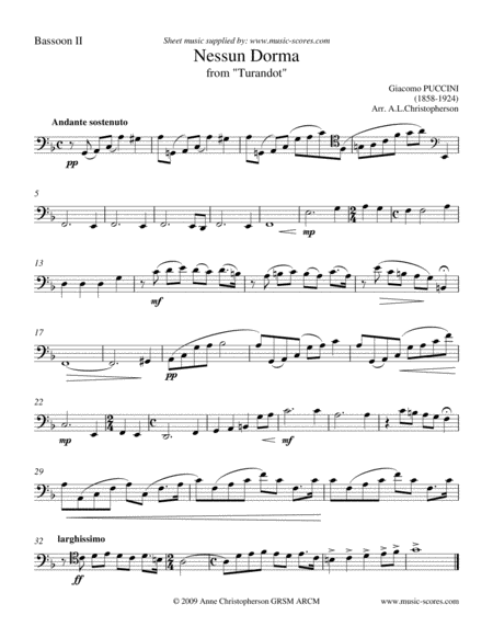 Nessun Dorma - Bassoon Trio image number null