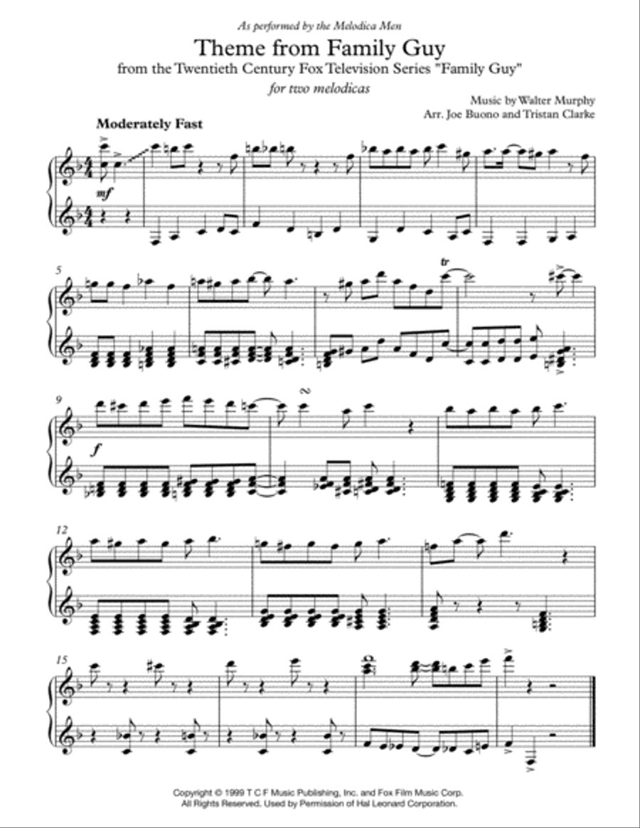 Theme From Family Guy Set of Parts scores gallery preview page 1