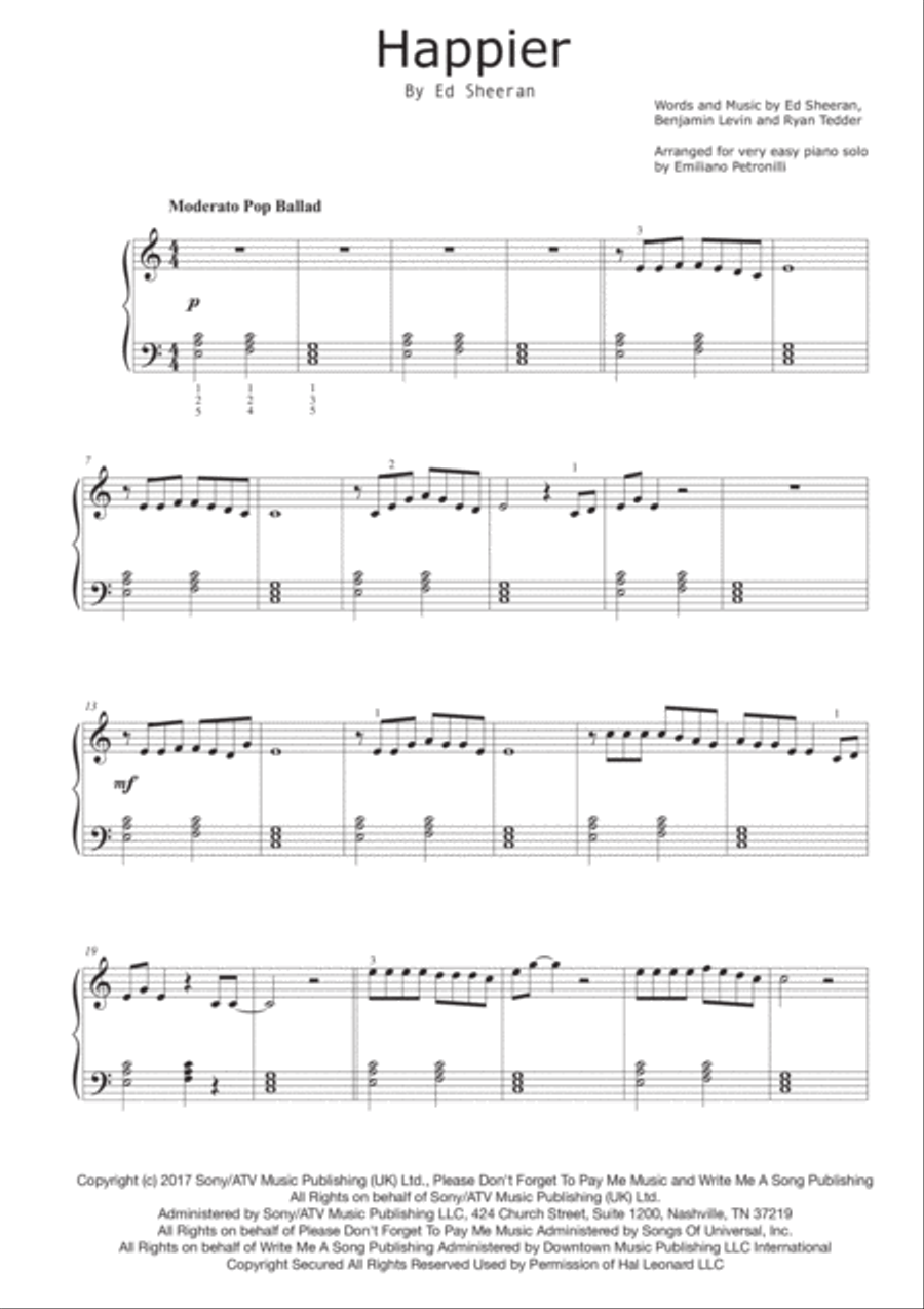 Happier Easy Piano scores gallery preview page 1