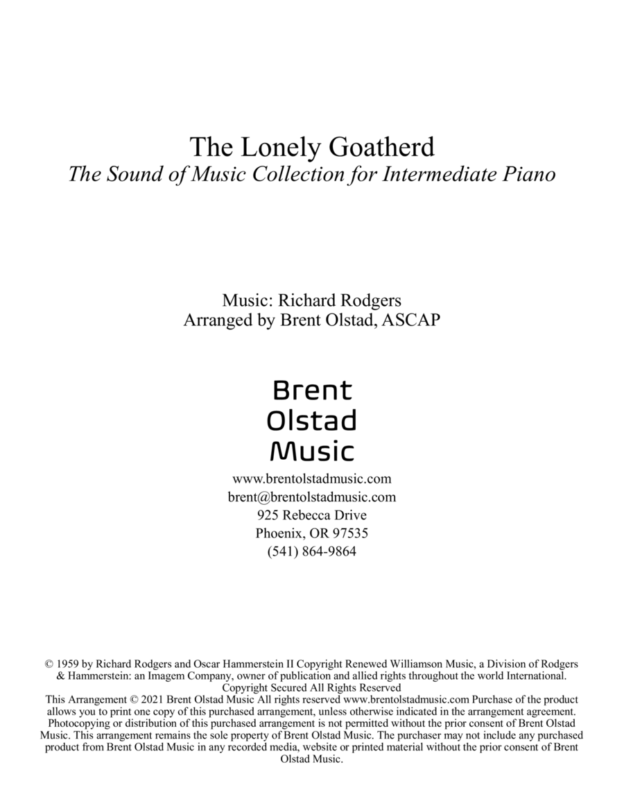 The Lonely Goatherd Piano Solo scores gallery preview page 1