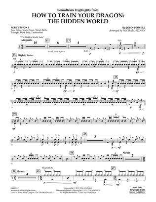 Book cover for How To Train Your Dragon: The Hidden World (arr. Michael Brown) - Percussion 1