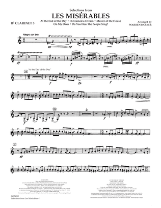 Selections from Les Misérables (arr. Warren Barker) - Bb Clarinet 3