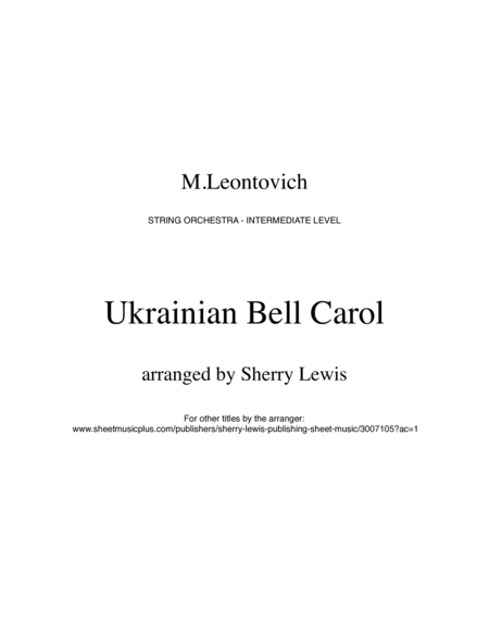 Ukrainian Bell Carol (Carol of the Bells) STRING ORCHESTRA of 2 violins, viola, cello, string bass image number null
