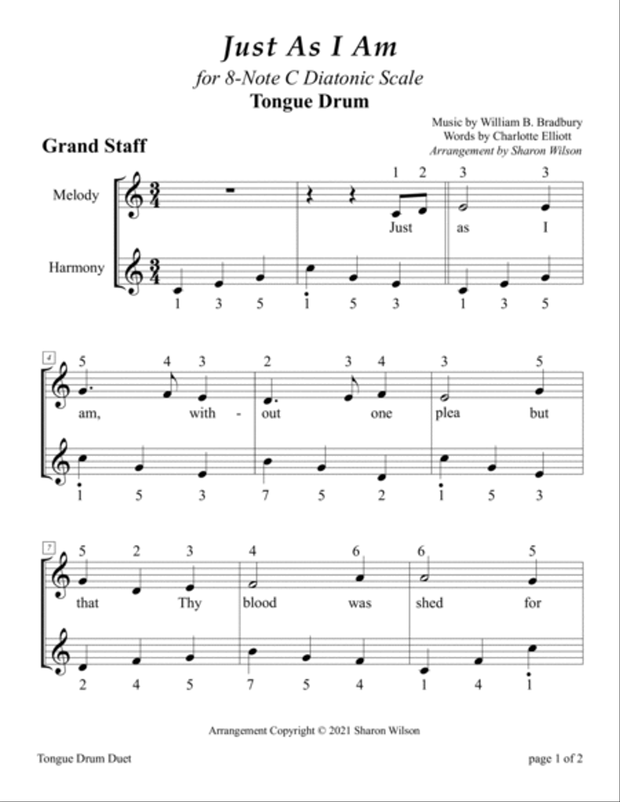13 note tongue drum sheet music on sale