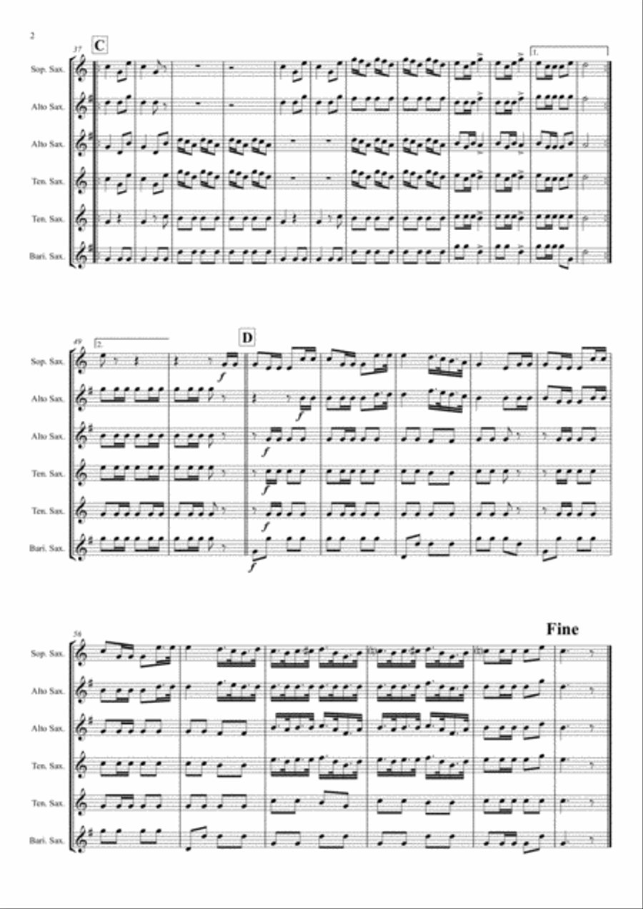 Jaegerchor - Der Freischuetz C.M.Weber - Saxophone Quintet Saxophone Quintet scores gallery preview page 2