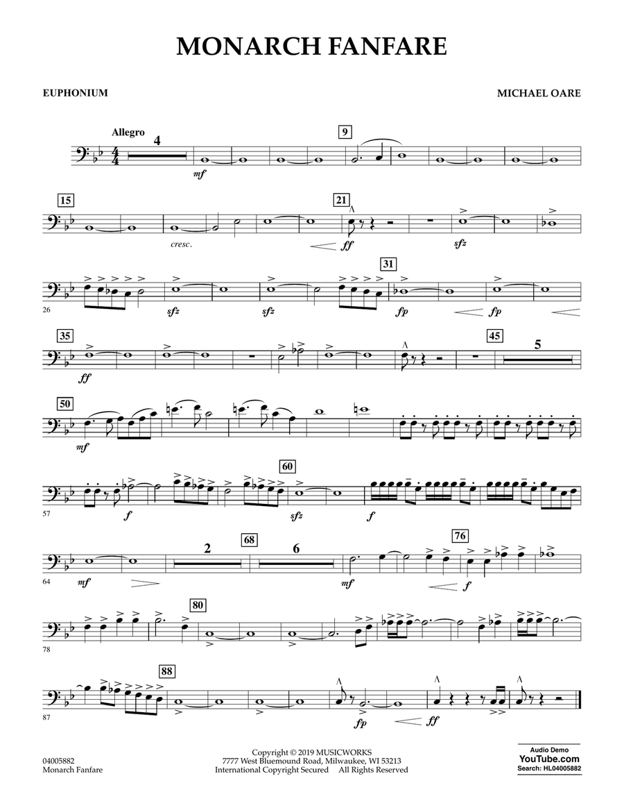 Monarch Fanfare - Euphonium in Bass Clef Concert Band scores gallery preview page 1