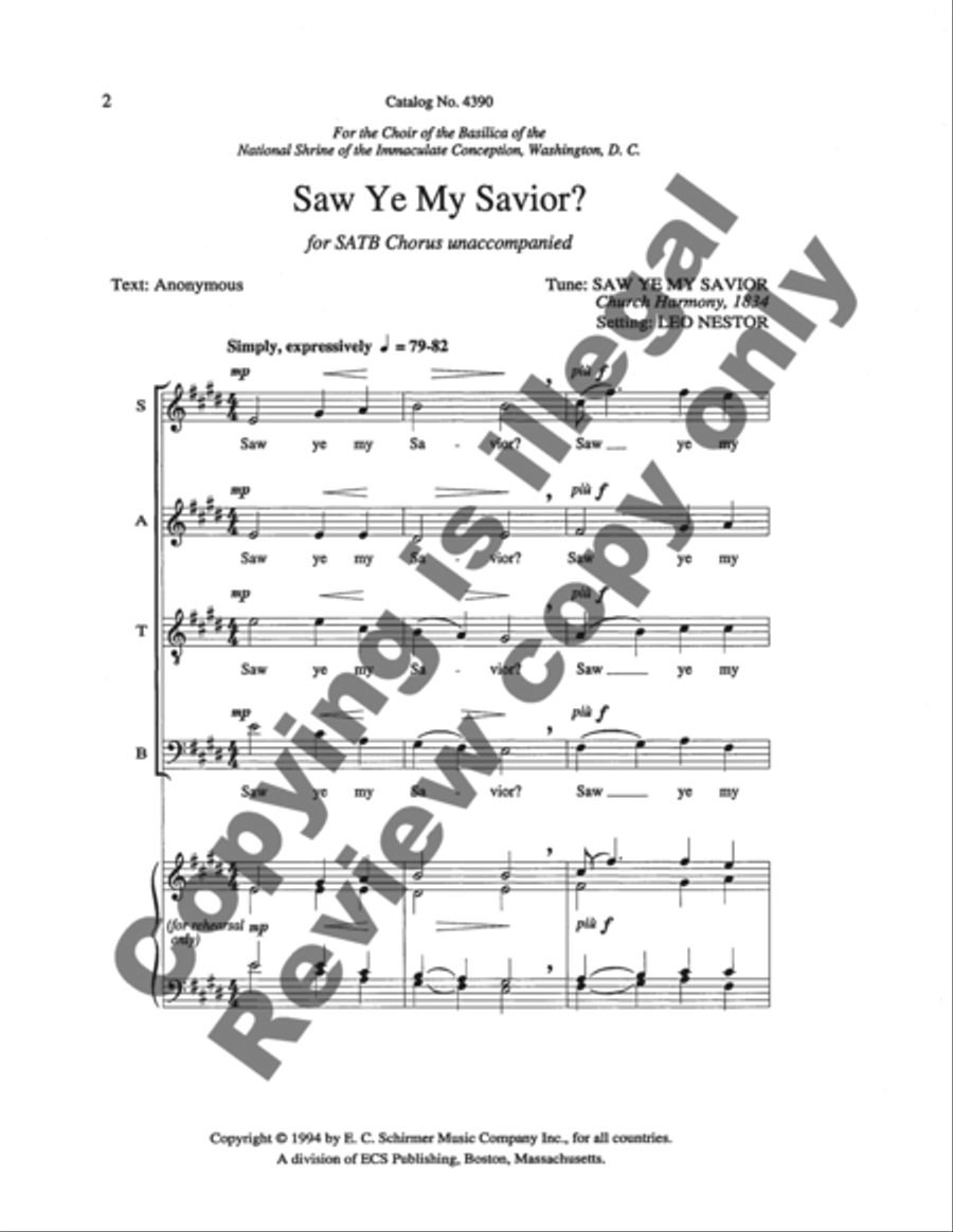 Three American Hymn-Tune Settings: 1. Saw Ye My Savior? 4-Part scores gallery preview page 13