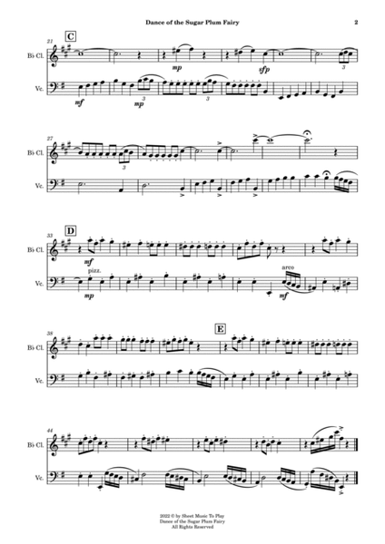 Dance of the Sugar Plum Fairy - Bb Clarinet and Cello (Full Score and Parts) image number null