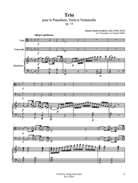 Trio für Viola, Violoncello und Klavier Es-Dur op. 14