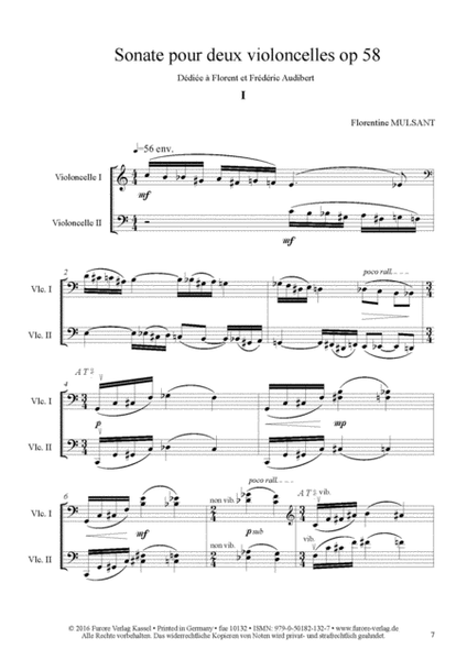 Sonate pour deux violoncelles op. 58 fur 2 Violoncelli