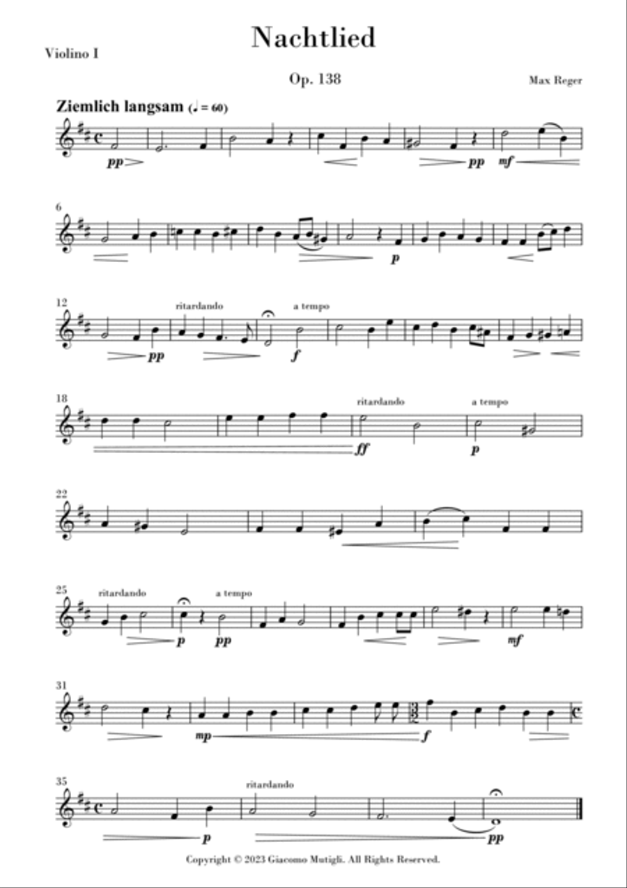 Nachtlied Op.138 - Score Only String Orchestra scores gallery preview page 5