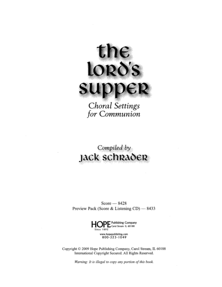 The Lord's Supper: Choral Settings For Communion