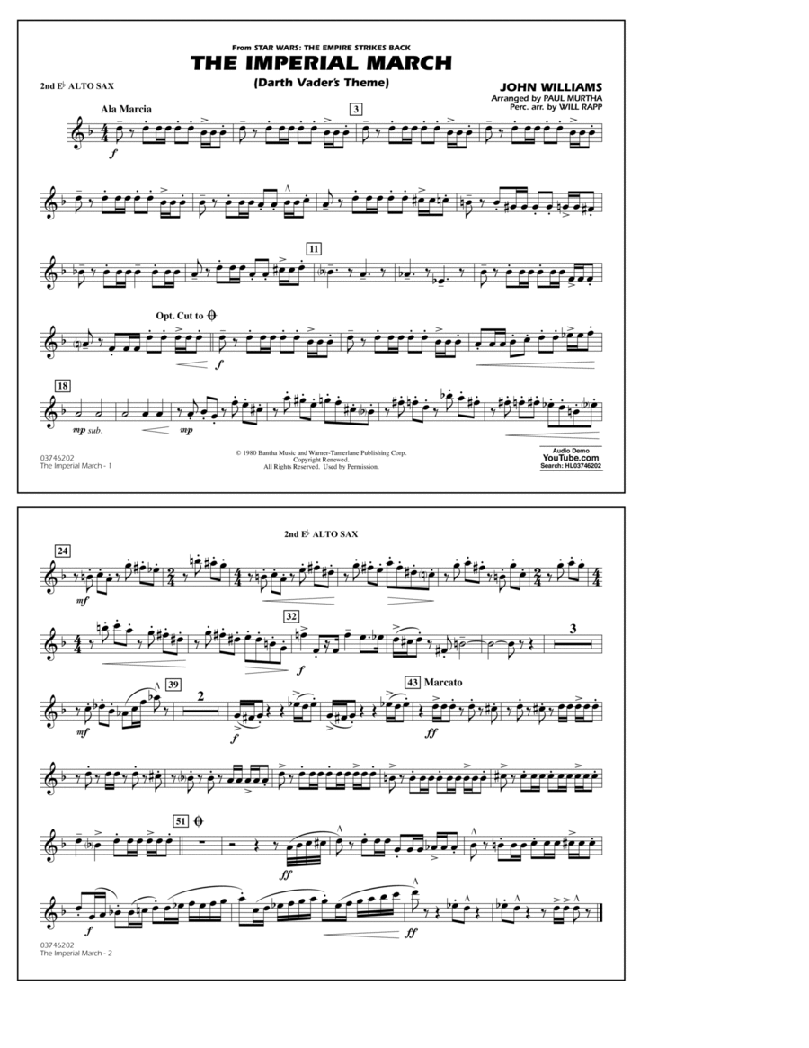 The Imperial March (Darth Vader's Theme) - 2nd Eb Alto Saxophone